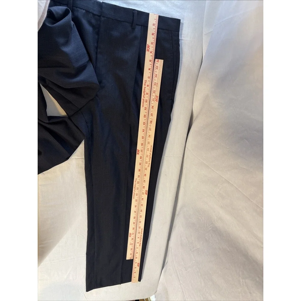 TownCraft Mens Pleated Front Dress Pants 36x30 Blue Pinstripe Wool Blend N2140